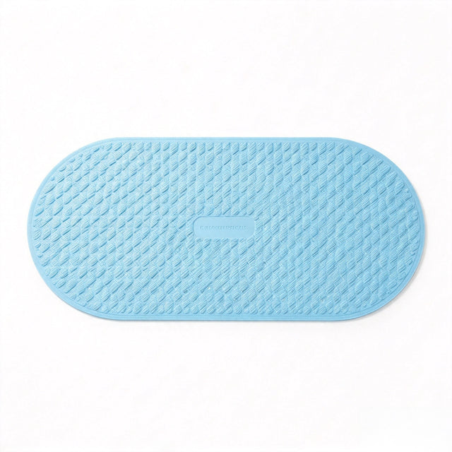 Mata do wanny antypoślizgowa miękka PVC niebieska 68x38cm do kąpieli owalna podkładka łazienkowa, wkładka zabezpieczająca przed poślizgiem