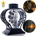 Znicz Solarny LED Fotowoltaiczny Czarny Srebro Krzyż Kwiaty 25cm Nowoczesny na cmentarz, nagrobny lampion, dekoracja