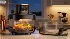 Frytkownica beztłuszczowa 1800W Air Fryer 12 programów 2 szklane misy 6L+4L czarny