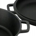 Garnek Żeliwny z Pokrywą 24cm Patelnia Garnek Brytfanka 3,5 L indukcja GAZ naczynie do duszenia i smażenia, zestaw 2w1