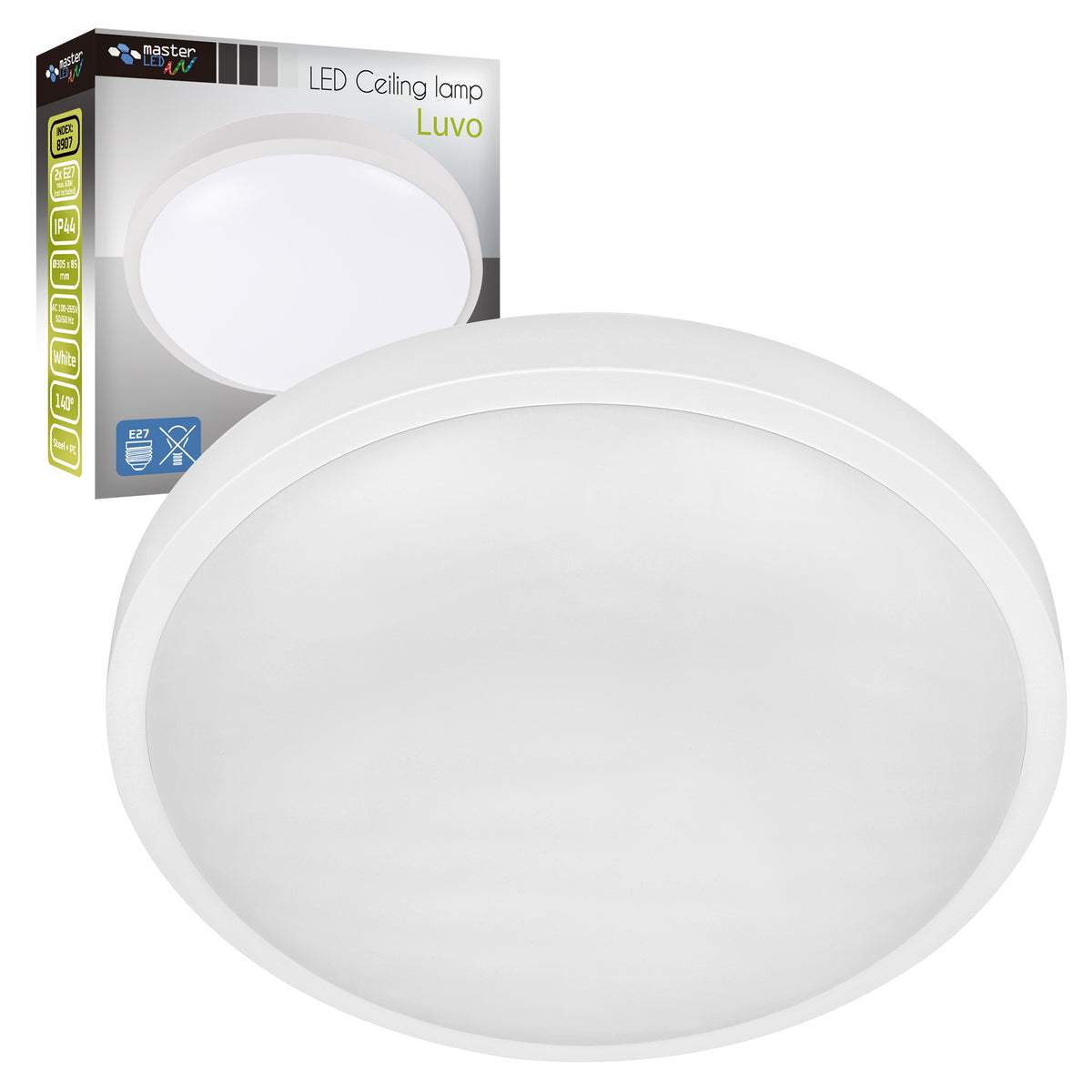 Lampa sufitowa LED Plafon Natynkowy Okrągły 2x E27 Oprawa biała plafoniera do wnętrz, na dwie żarówki, maks. 6 w każda