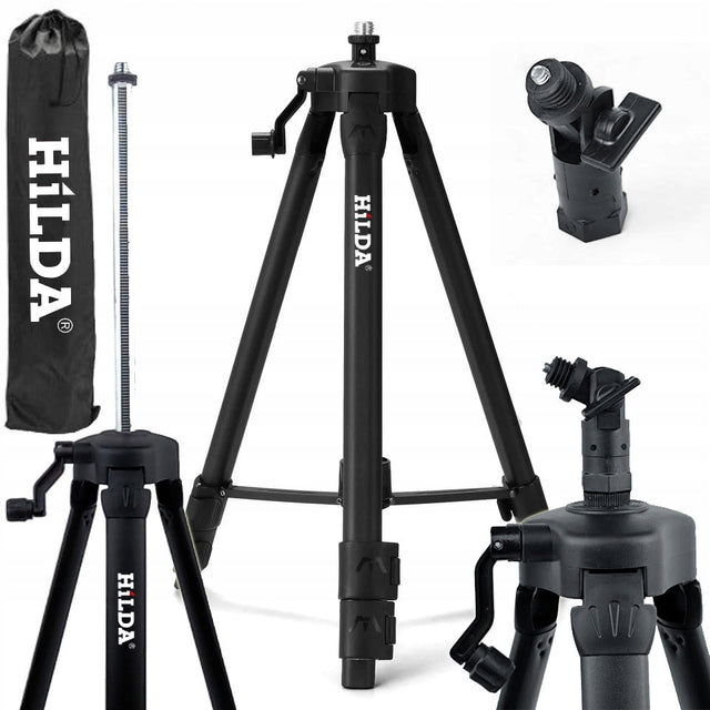 Hilda statyw tripod trójnóg poziomicy mocny 1,6 M adapter regulacji 1/4 5/8 do laserowej i niwelatora, pomiary budowlane