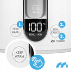 Czajnik elektryczny z regulacją temperatury LED podtrzymywanie ciepła 1,5l 1.5 l 1500 w biały szkło, tworzywo sztuczne