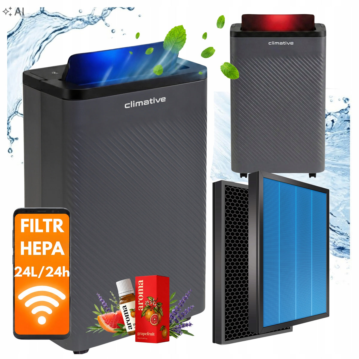 Osuszacz powietrza Climative Nexi 12l aroma pochłaniacz wilgoci+Filtr+ION 190 w