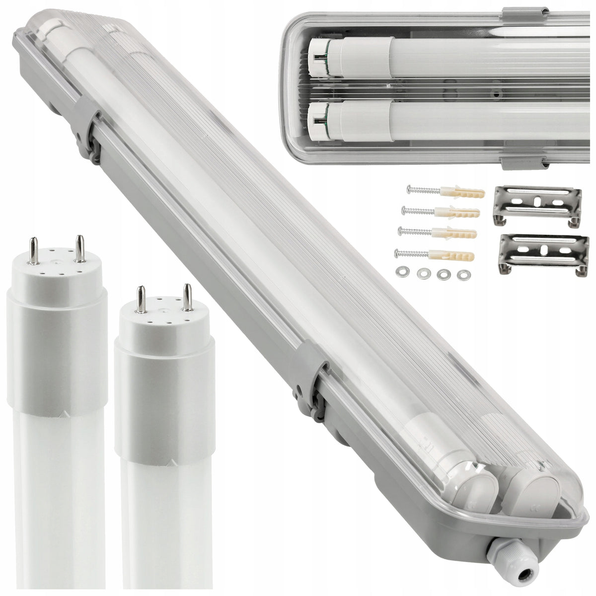 Oprawa Hermetyczna 120cm lampa + 2x świetlówki LED Wodoszczelna Do Garażu sufitowa natynkowa, 1800 lm, 36 W, neutralna
