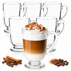 6x SZKLANKI DO KAWY LATTE HERBATY 300ml SZKLANKA KOMPLET Z UCHEM szklane kubki, przezroczyste, można myć w zmywarce