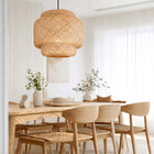 Lampa Sufitowa Boho Rattan Bambus Pleciona Naturalna E27 Styl Wiklinowy Abażur wiszący do salonu sypialni jadalni