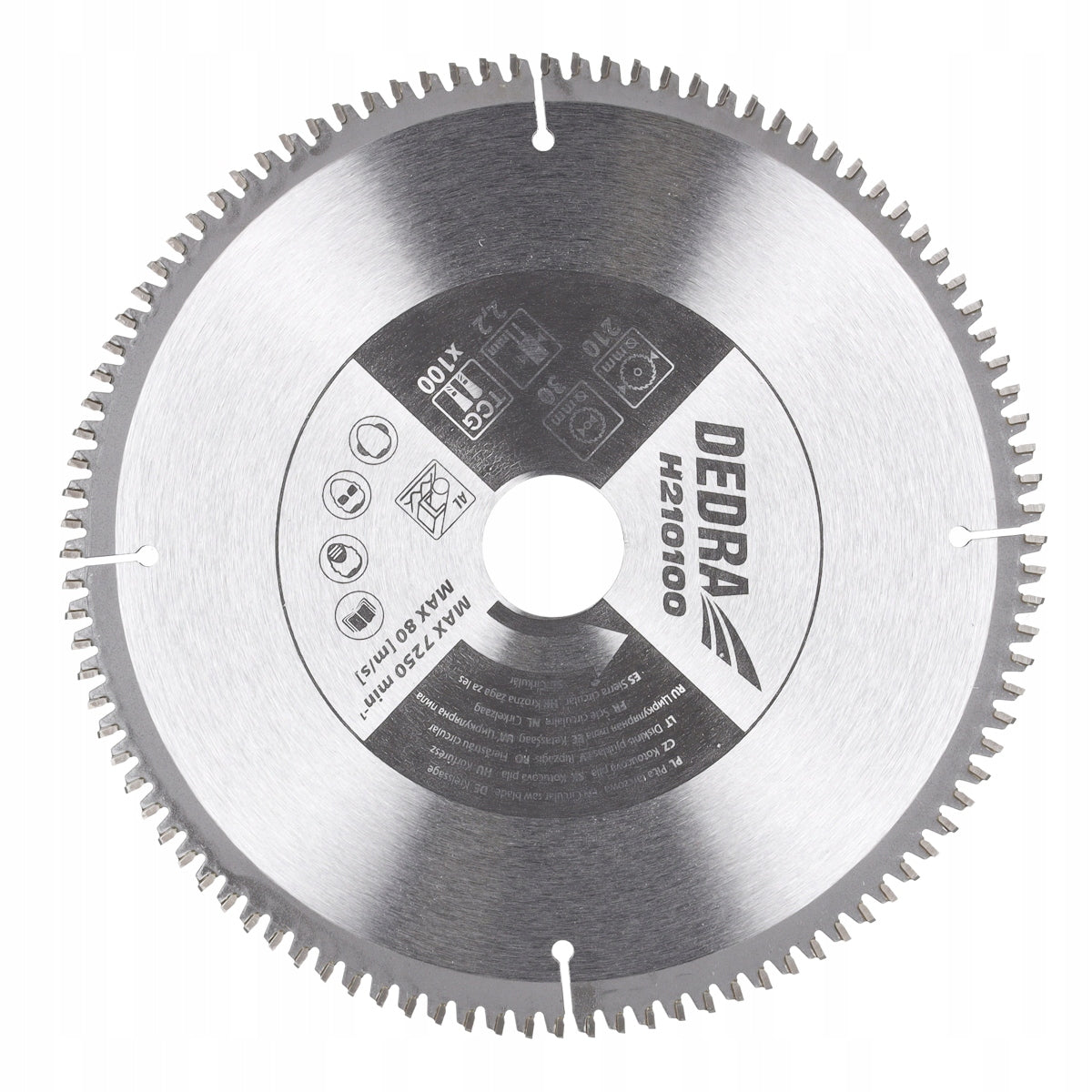 Piła tarczowa do aluminium z węglikiem DEDRA H210100 100 zębów śr.210x30mm ostrze tnące do metali nieżelaznych, do
