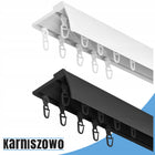 Karnisz szyna sufitowa aluminiowa podwójna z osłoną 200 cm żabka/agrafka prowadnica do firan i zasłon, dwutorowa