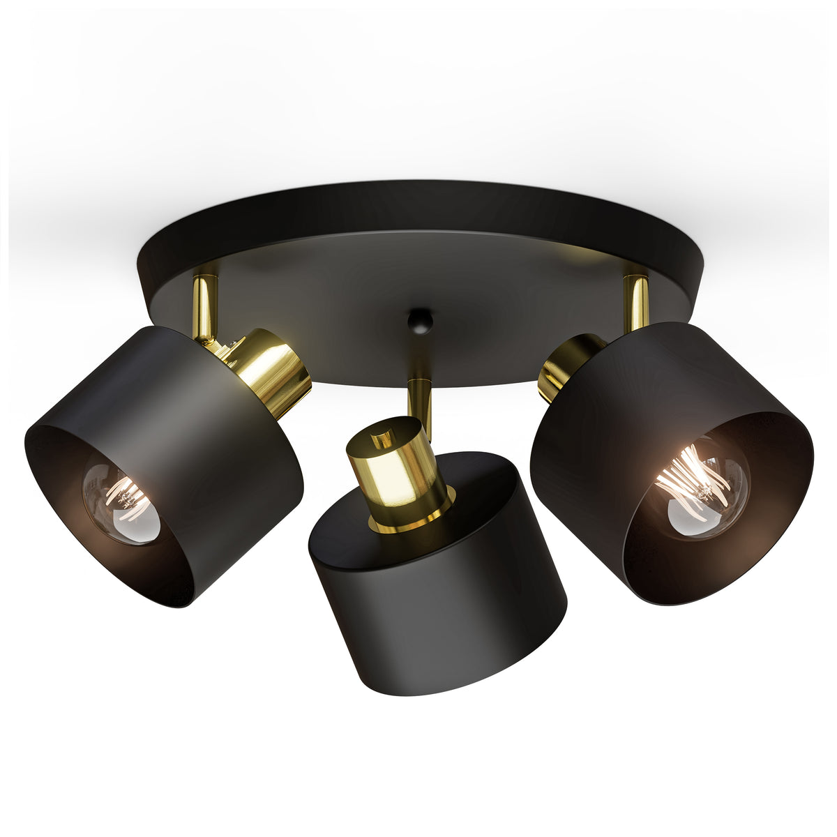 Lampa Sufitowa LED 3X E27 Żyrandol Plafon Natynkowy Oprawa Czarna Ruchoma oświetlenie wnętrz, metalowa, do salonu i