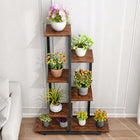 Kwietnik Stojący Metalowy Drewno Loft Stojak Na Kwiaty Rośliny Półki 113cm organizer na doniczki do 6 sztuk