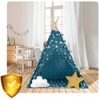 Tipi namiot wigwam dla dzieci teepee Poduszki Lampki Pokrowiec Nukido iglo do zabawy, niebieska kryjówka 120x190 cm, od
