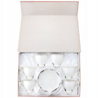 KOMPLET KAWOWY ZESTAW FILIŻANKI FLORINA ZE SPODKIEM LIRIC 210ML 12el 6sos porcelanowe, białe w paski, serwis dla 6 osób