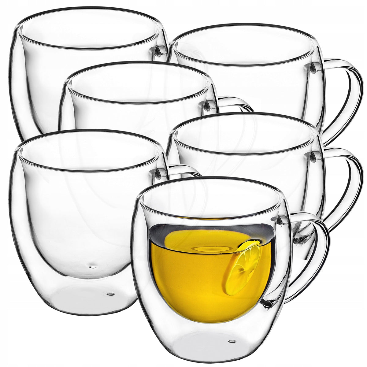 SZKLANKI TERMICZNE DO KAWY HERBATY 250 ml KUBKI PODWÓJNE ŚCIANKI 6 szt espresso latte cappuccino soki napoje szkło