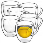 SZKLANKI TERMICZNE DO KAWY HERBATY 250 ml KUBKI PODWÓJNE ŚCIANKI 6 szt espresso latte cappuccino soki napoje szkło
