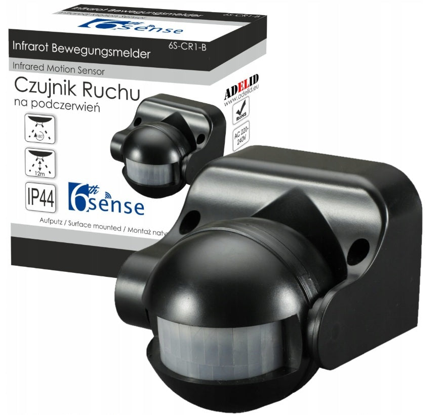Ścienny czujnik ruchu zmierzchu PIR zewnętrzny LED natynkowy czujka sensor automat do lamp, włącznik oświetlenia