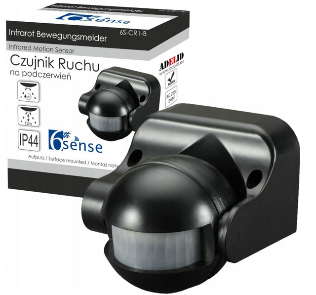 Ścienny czujnik ruchu zmierzchu PIR zewnętrzny LED natynkowy czujka sensor automat do lamp, włącznik oświetlenia, detektor obecności