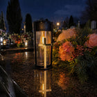 Znicz solarny LED lampion na grób statuetka na cmentarz z krzyżem świeca elektroniczna nagrobna, ozdoba cmentarna 17