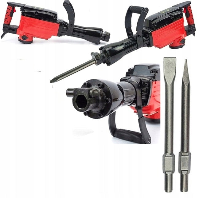MOCNY MŁOT WYBURZENIOWY 3200 CHŁODZONY OLEJEM +DŁUTA UDAROWY KUJĄCY DUZY do betonu i rozbiórek, uchwyt HEX 30, energia