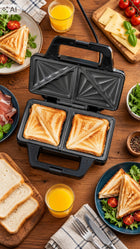 Opiekacz do kanapek toster grill sandwich powłoka nieprzywierająca MOC 1500 nominalna srebrny