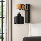 Kinkiet ścienny ruchomy E27 lampa wewnętrzna ścienna DREWNO LED czarny oprawa metalowa do pokoju 25 cm, 1 punkt światła