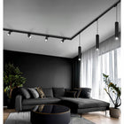 Zestaw Szynoprzewód Szyna 4m + 3x reflektor 3xlampa wisząca Gu10 ledlux system oświetlenia sufitowego czarny 6 punktów