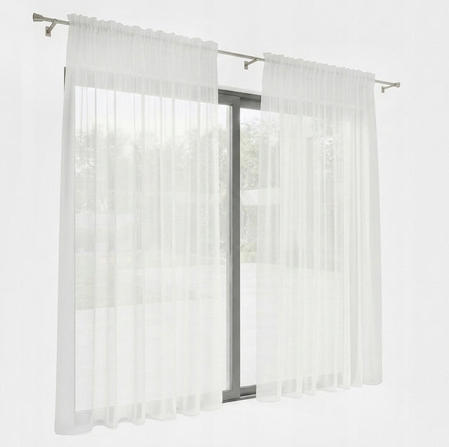 Firana Woal Biała na Taśmie Klasyczna Salon Sypialnia Okno Balkon 200x250 firanka gładka do pokoju, tunel lub żabki, 145x250 cm