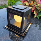 Znicz solarny LED lampion na grób statuetka cmentarz znicze złoty lampka nagrobna, dekoracja pomnika, wysokość 14 cm