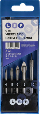Wiertła Do Szkła Ceramiki Płytek Frez Otwornica Do Gresu Zestaw 4 5 6 8 10 centrujące, mocowanie walcowe, 5 sztuk