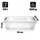Pojemnik z pokrywą do przechowywania 28l organizer plastikowy na zabawki skrzynia na kółkach, bezbarwna, 39x59x17 cm