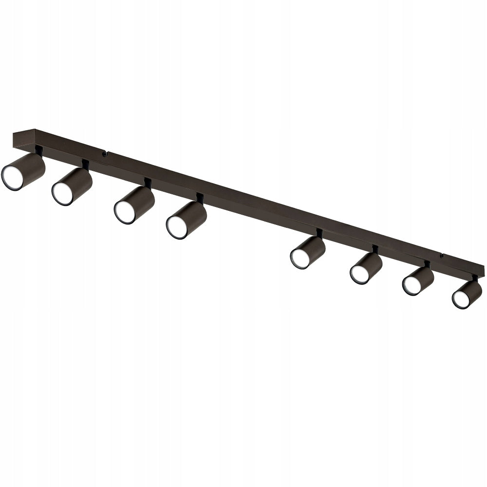 Lampa sufitowa Natynkowa Oprawa halogenowa 8x GU10 LED Szyna Tuba Spot oświetlenie punktowe czarna okrągła do salonu