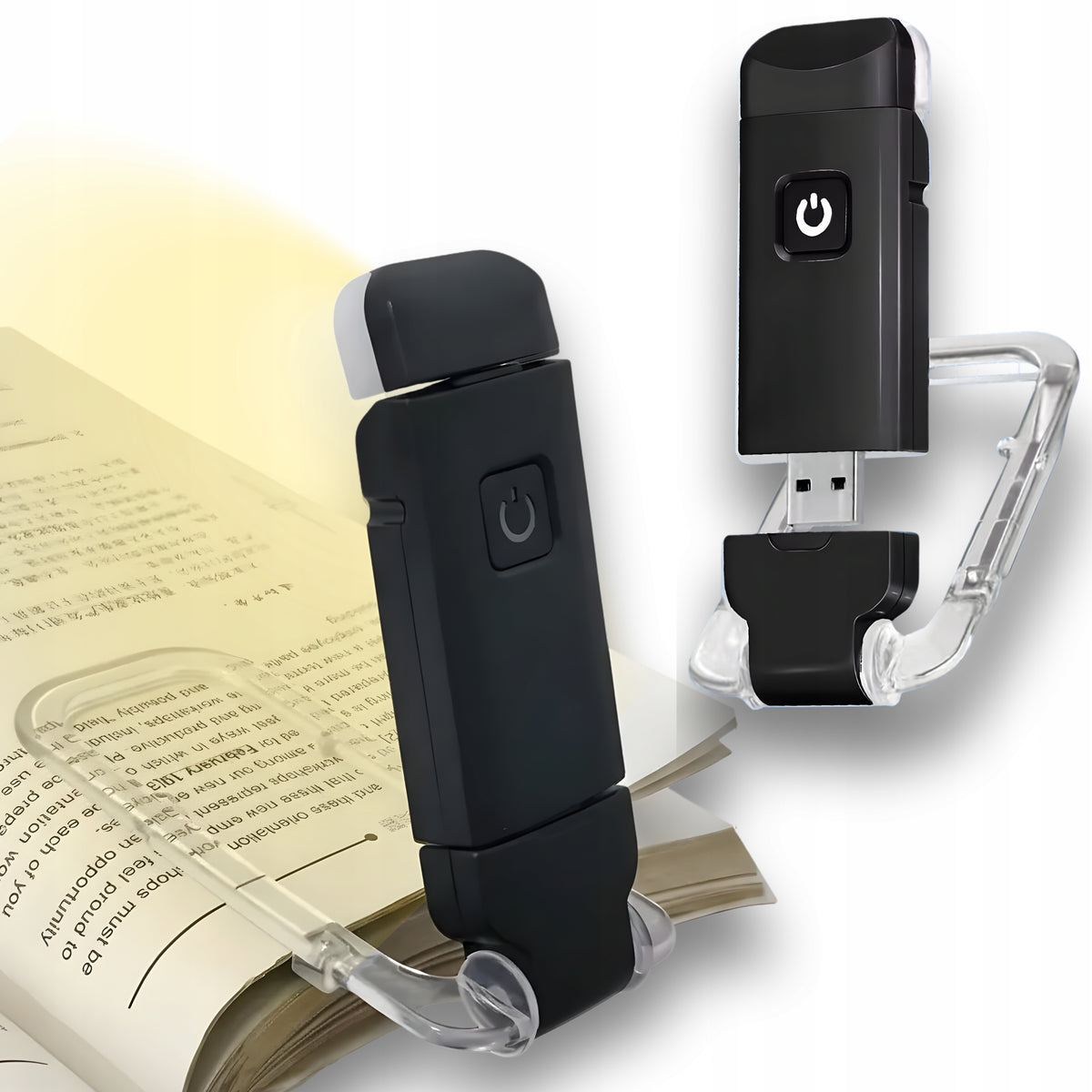 Lampka, zakładka do Czytania Książek Nocna / 3 Kolory Światła / USB na klips, akumulatorowa, ściemniana, regulowane