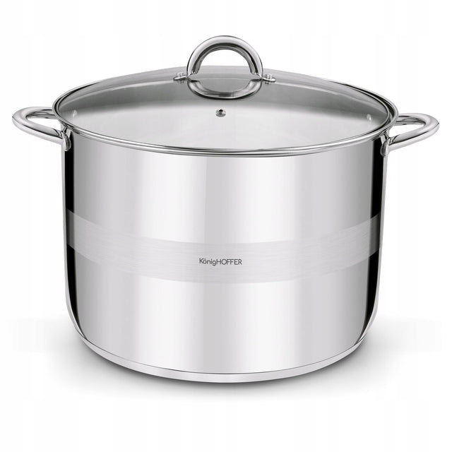 Garnek Gastronomiczny indukcja duży stalowy pokrywka Konighoffer Faro 21 l do cateringu i kuchni zbiorowej, średnica 34 cm, wysokość 25 cm