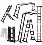 Drabina aluminiowa przegubowa składana wielofunkcyjna 4x3 stab.81cm+podest do domu i warsztatu, udźwig 150 kg, wysokość