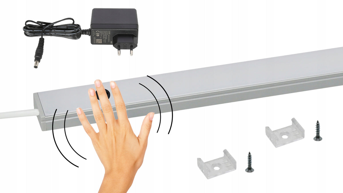 Listwa LED podszafkowa oświetlenie LED do kuchni szafy bezdotykowa 80cm oprawa meblowa, barwa neutralna, 12V DC, 14 w