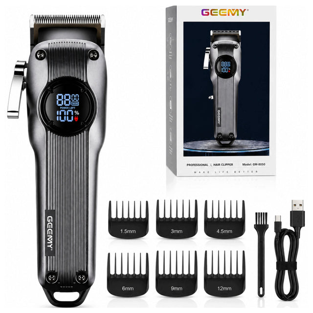 Maszynka Do Strzyżenia Włosów Brody Bezprzewodowa 180 Min LED geemy Barber