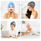 Ręcznik turban do włosów z mikrofibry, szybkoschnący, zestaw 3 sztuk BOTC czapka do osuszania po kąpieli, 25x65 cm
