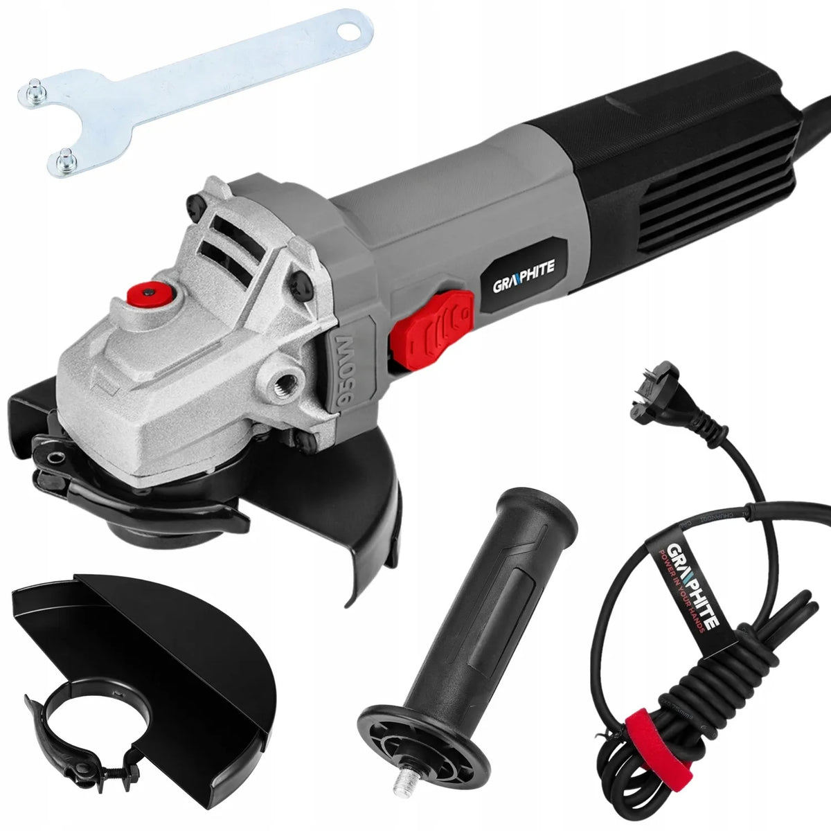 Graphite Szlifierka Kątowa 950W 125 mm Lekka Regulacja Obrotów 3000 - 12000 flex do cięcia i szlifowania, zasilanie