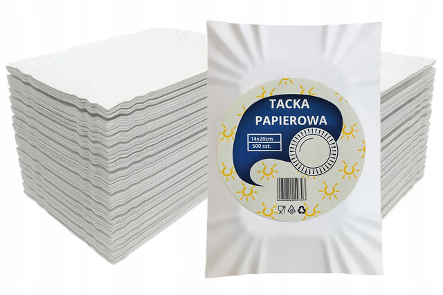 Tacki papierowe jednorazowe 500szt białe zestaw eko papierowa tacka 14x20cm talerzyki do serwowania przekąsek i ciasta