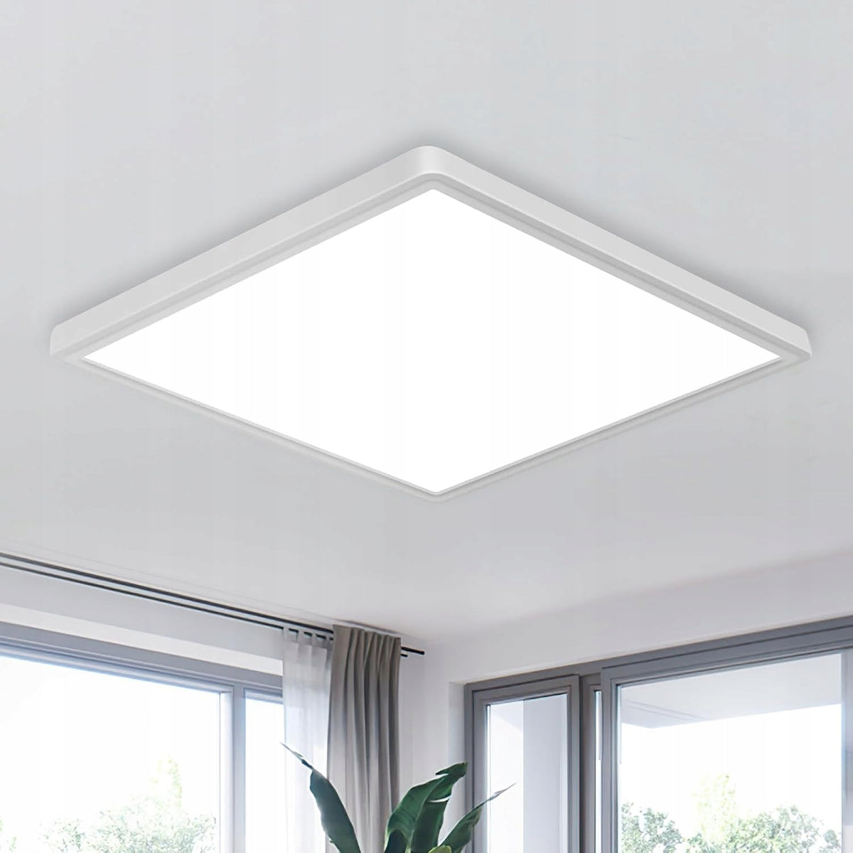 Lampa sufitowa LED plafon biały 6500K kwadratowa IP45 nowoczesna do łazienki oprawa oświetleniowa, zimna barwa światła