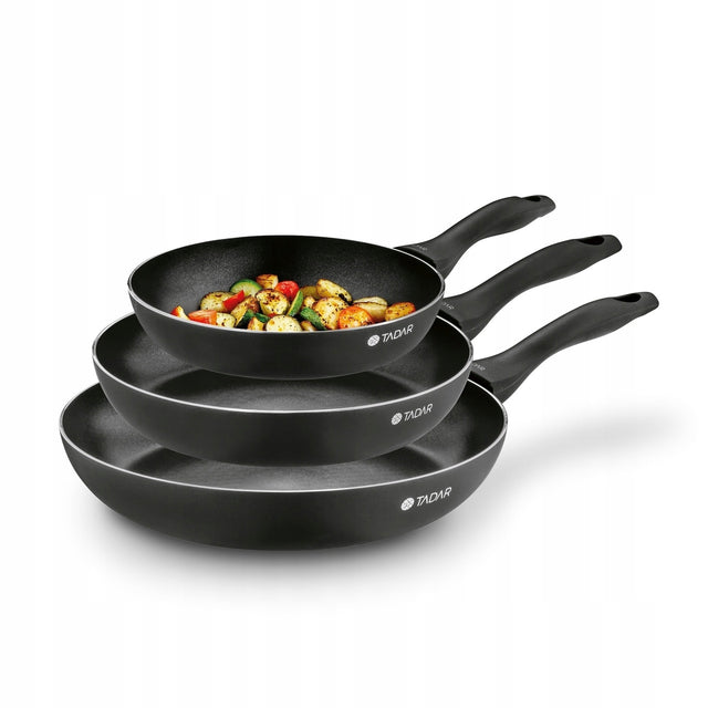 Zestaw patelni na GAZ Non stick solidne czarne Tadar Galet 20/24/28 czarny