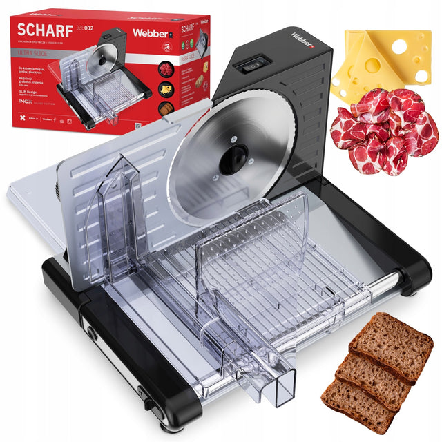 Krajalnica elektryczna webber inox 160W do chleba wędlin sera regulacja 160 w czarny