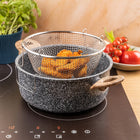 Garnek do frytek 24 cm / 4 L z koszykiem i pokrywką, KINGHoff KH-1985 frytownica domowa do smażenia, powłoka marmurowa
