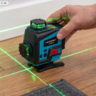 Poziomica laserowa 4D 16 linii zielony laser walizka Blaupunkt LL6010 niwelator płaszczyznowy, do remontów, zasięg 25