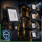 Halogen naświetlacz LED 30W 4000K IP44 zewnętrzny lampa z czujnikiem ruchu reflektor 2700 lm, neutralna biel, do ogrodu