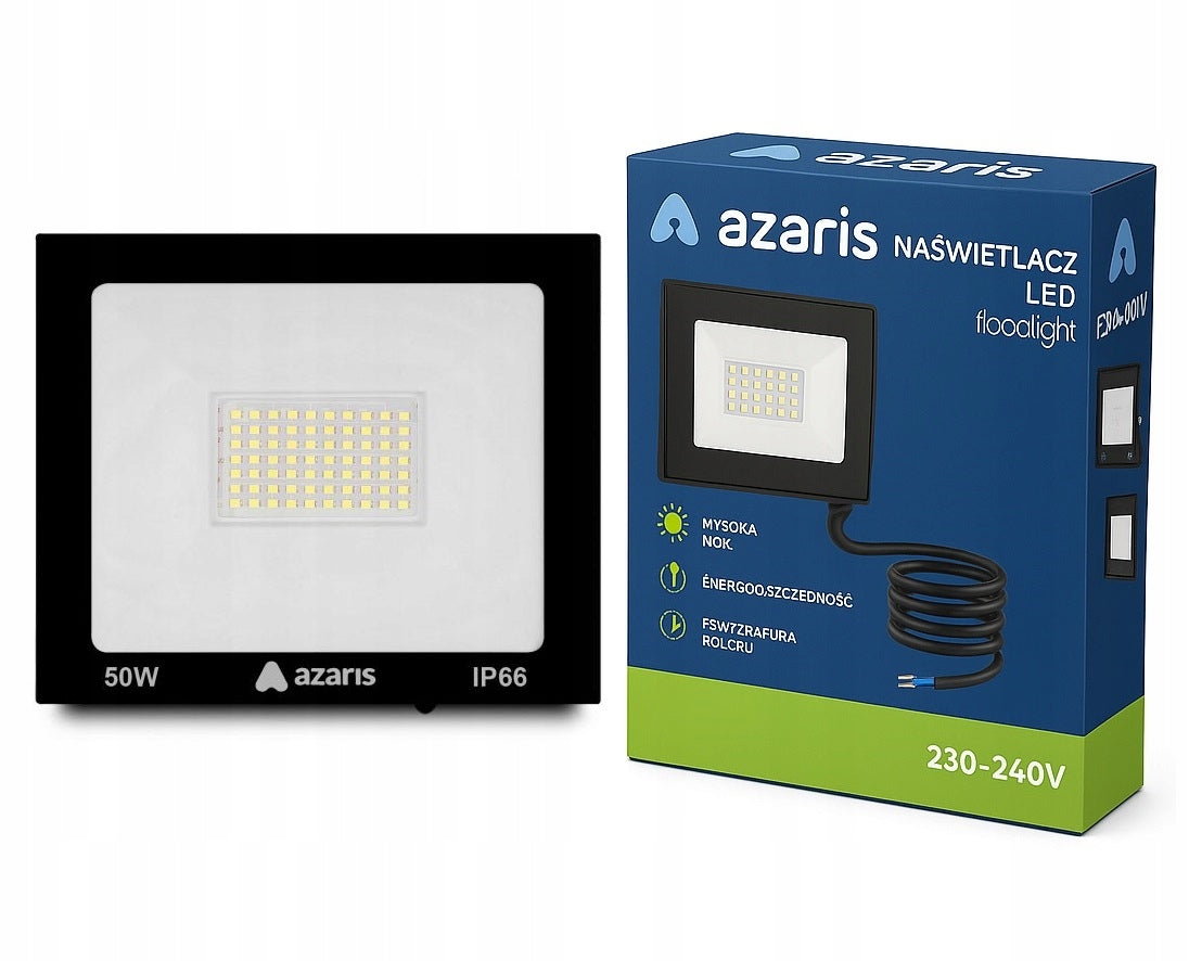 Halogen lampa naświetlacz LED 50w reflektor ogrodowy elewacyjny oświetlenie garażu podjazdu zimna biel 4500 lm 6000 K