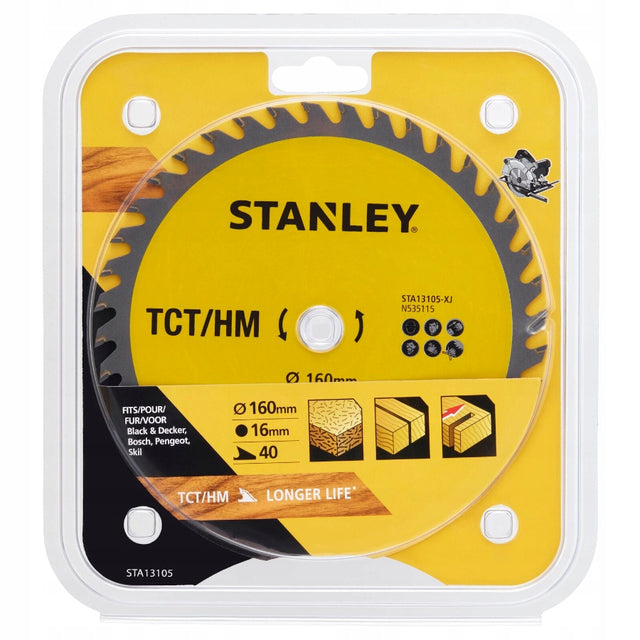 Tarcza tnąca do drewna tct/hm 160x16mm 40z stanley STA13105 1 szt.