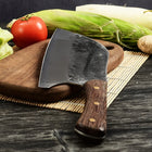 NÓŻ TASAK KUCHENNY DO MIĘSA OSTRY SOLIDNY RĘCZNY KUTY CHEF siekacz, stalowe ostrze 19,8 cm, drewniany uchwyt