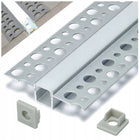 Profil LED Aluminiowy 2m Podtynkowy 12mm Do GK Karton Gips Płytek Zestaw listwa do taśmy oświetleniowej, kanał