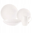 SERWIS OBIADOWY PORCELANOWY 16EL 4 OSOBY KOMPLET ZESTAW TALERZY KREMOWY zastawa stołowa okrągła do zmywarki i kuchenki